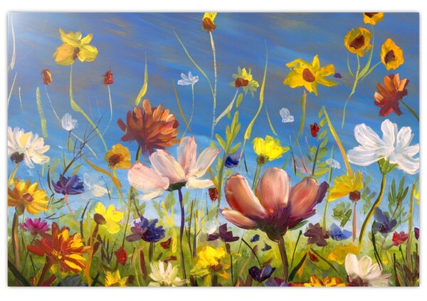 Tablou cu luncă înflorită (90x60 cm)