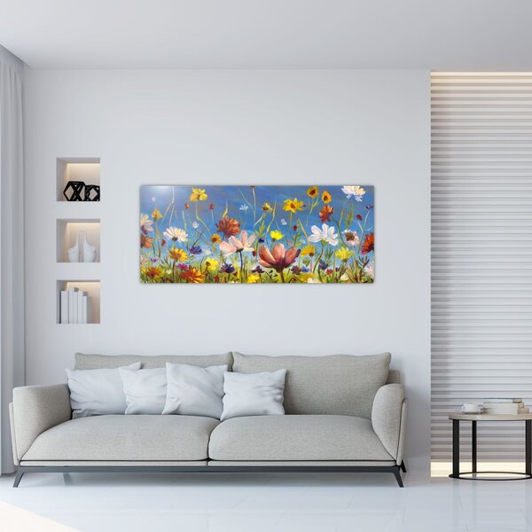 Tablou cu luncă înflorită (120x50 cm)