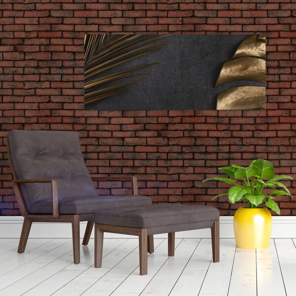 Tablou cu frunze aurii (120x50 cm)