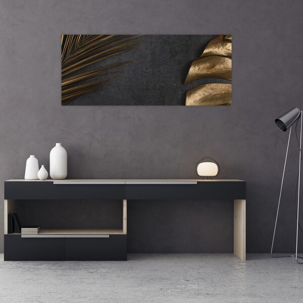 Tablou cu frunze aurii (120x50 cm)