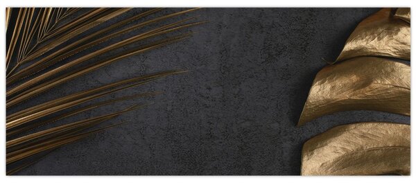 Tablou cu frunze aurii (120x50 cm)