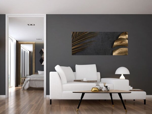 Tablou cu frunze aurii (120x50 cm)