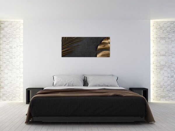 Tablou cu frunze aurii (120x50 cm)