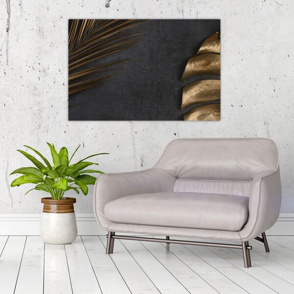 Tablou cu frunze aurii (90x60 cm)