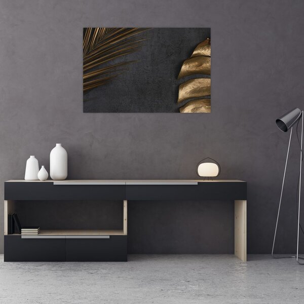 Tablou cu frunze aurii (90x60 cm)