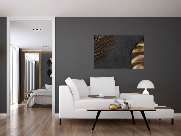 Tablou cu frunze aurii (90x60 cm)