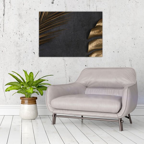 Tablou cu frunze aurii (70x50 cm)