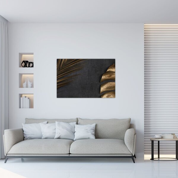 Tablou cu frunze aurii (90x60 cm)