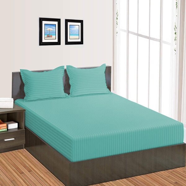Cearsaf de pat cu elastic Damasc Policoton dunga 1 cm, pentru saltea 140x200 cm, Pucioasa, Bleu