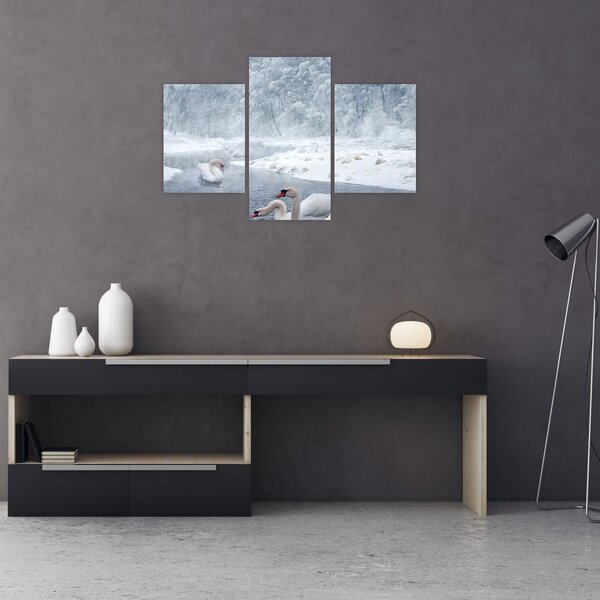Tablou cu lebăde (90x60 cm)