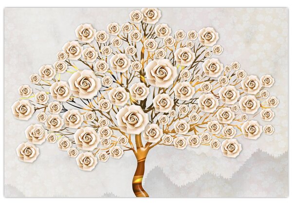 Tablou cu copac cu flori (90x60 cm)