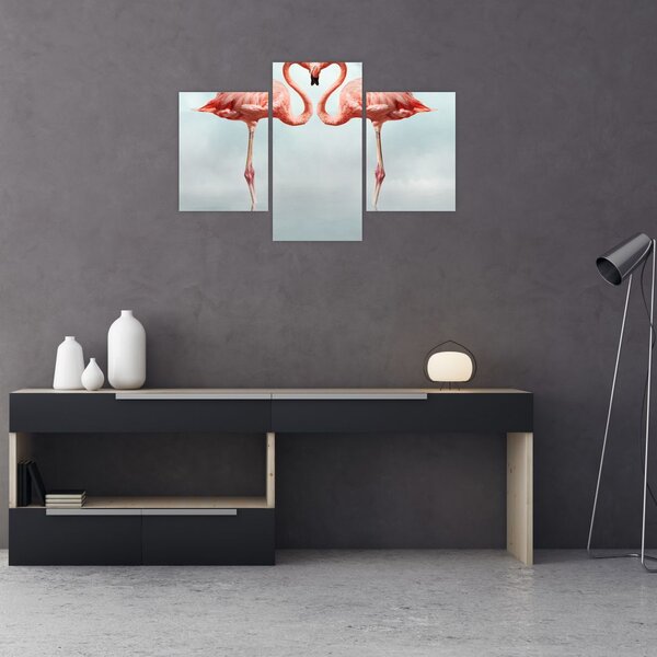 Tablou cu doi flamingo (90x60 cm)