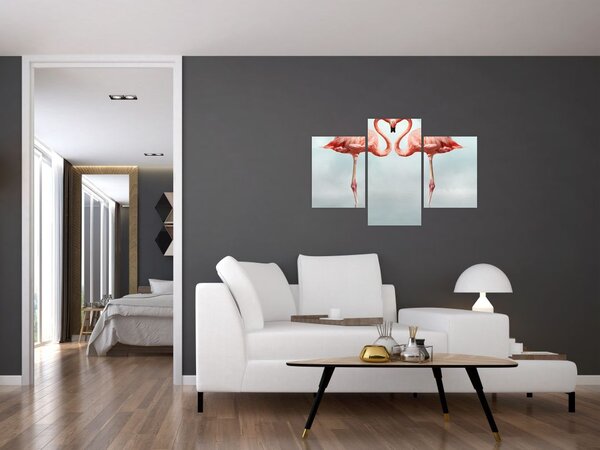 Tablou cu doi flamingo (90x60 cm)