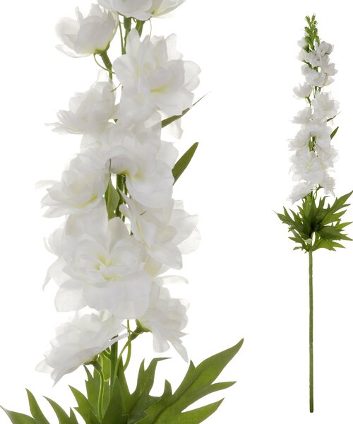 Floare artificială Delphinium albă, 70 x 8 cm