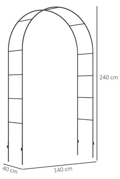 Outsunny Arc de Grădină pentru Trandafiri și Plante Cățărătoare, Structură Metalică Rezistentă, 140x40x240 cm, Negru | Aosom Romania