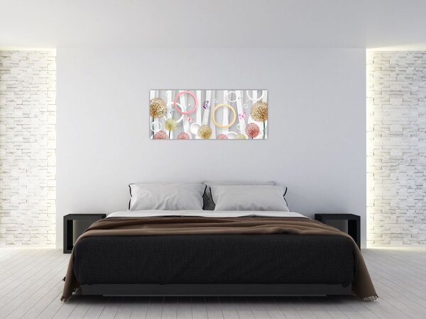 Tablou abstract cu păpădii (120x50 cm)