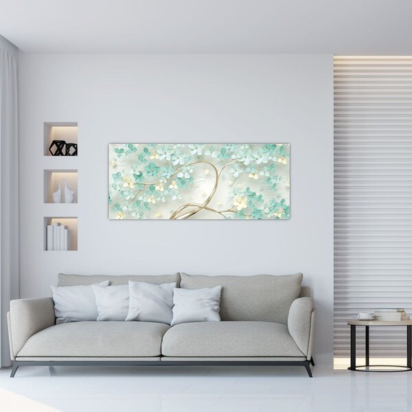 Tablou - Copac auriu înflorit (120x50 cm)