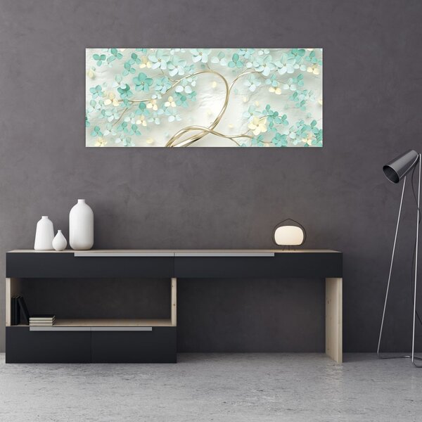Tablou - Copac auriu înflorit (120x50 cm)