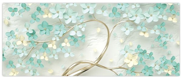 Tablou - Copac auriu înflorit (120x50 cm)