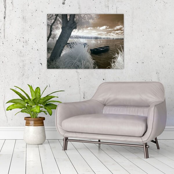 Tablou cu barca pe lac (70x50 cm)