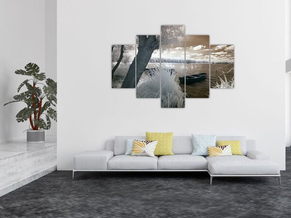 Tablou cu barca pe lac (150x105 cm)