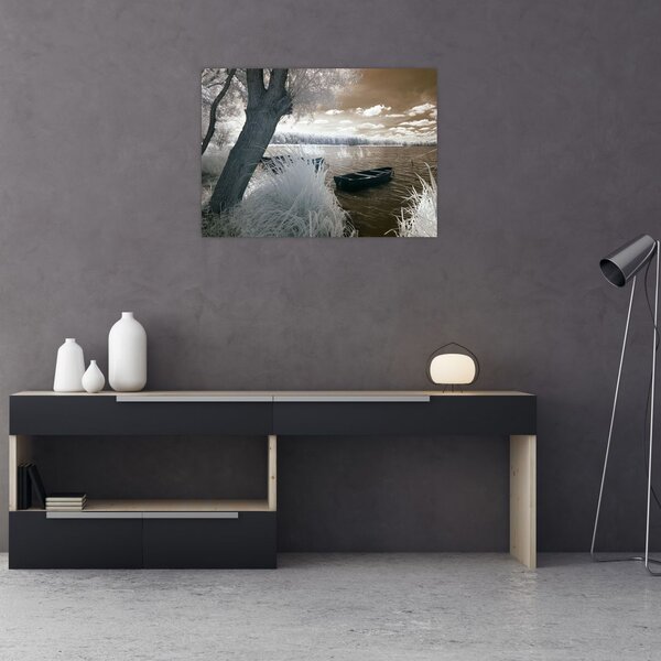 Tablou cu barca pe lac (70x50 cm)