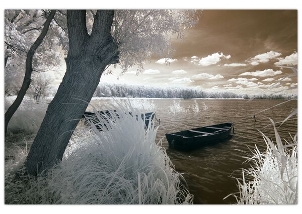 Tablou cu barca pe lac (90x60 cm)