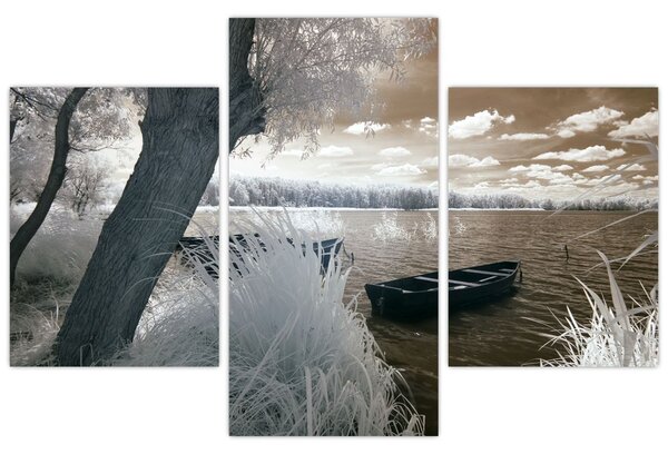 Tablou cu barca pe lac (90x60 cm)