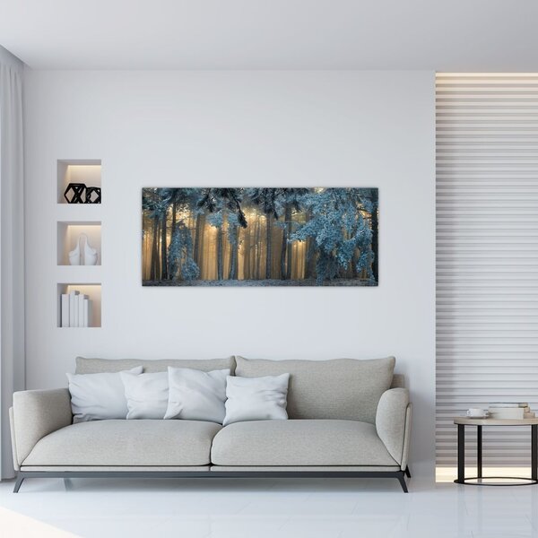 Tablou cu pădure înzăpezită (120x50 cm)