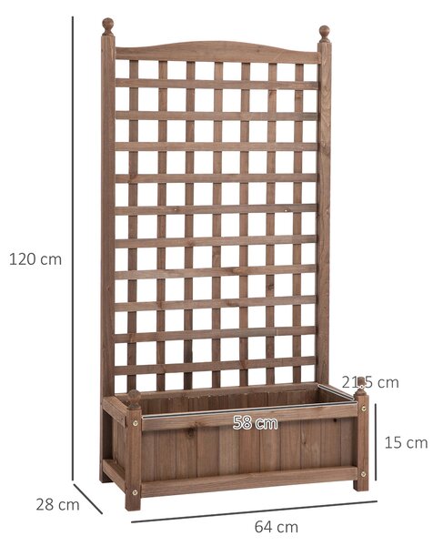 Outsunny Jardinieră Exterior din Lemn cu Suport pentru Plante și Grilaj pentru Plante Cățărătoare 64x28x120cm Maro | Aosom Romania