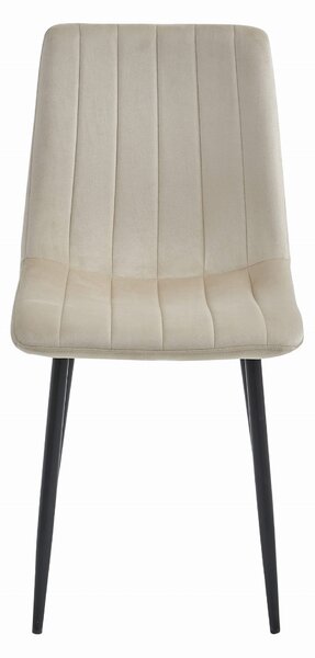 OFERTA Scaun de catifea bej LAVA cu picioare negre calitate II