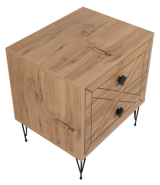 Noptiera Glynn Nightstand, Crem, 40x55x50 cm