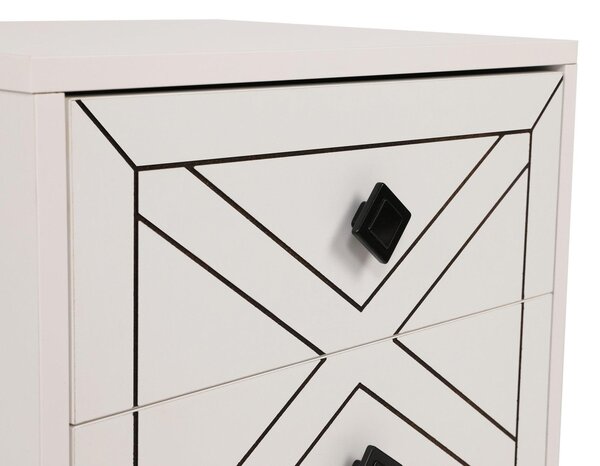 Noptiera Glynn Nightstand, Crem, 40x55x50 cm