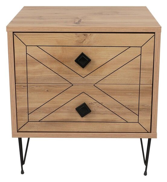 Noptiera Glynn Nightstand, Crem, 40x55x50 cm