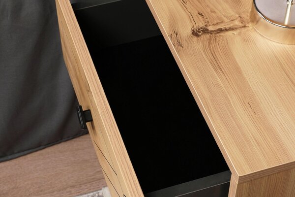 Noptiera Glynn Nightstand, Crem, 40x55x50 cm