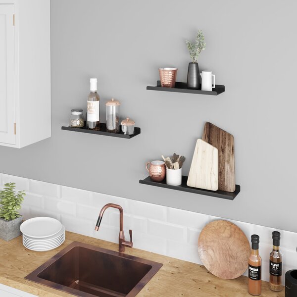Set 3 etajere de perete EBONY negre