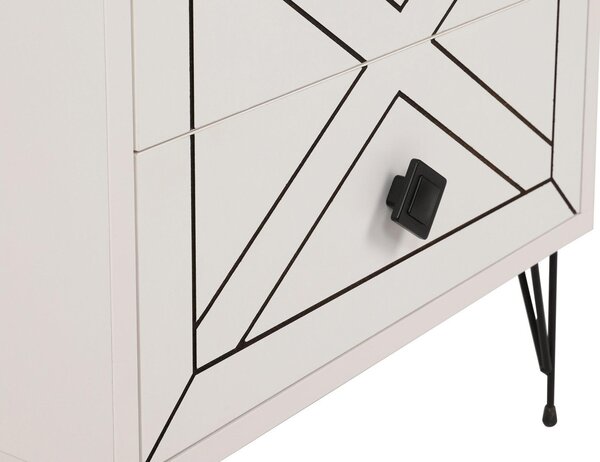 Noptiera Glynn Nightstand, Crem, 40x55x50 cm