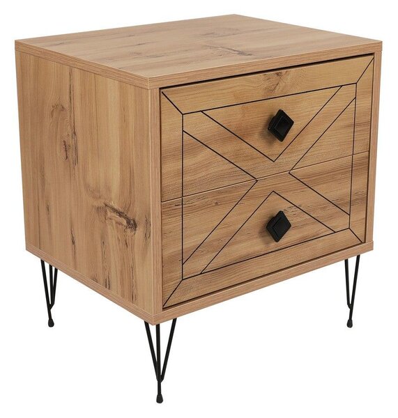 Noptiera Glynn Nightstand, Crem, 40x55x50 cm