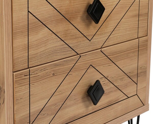 Noptiera Glynn Nightstand, Crem, 40x55x50 cm