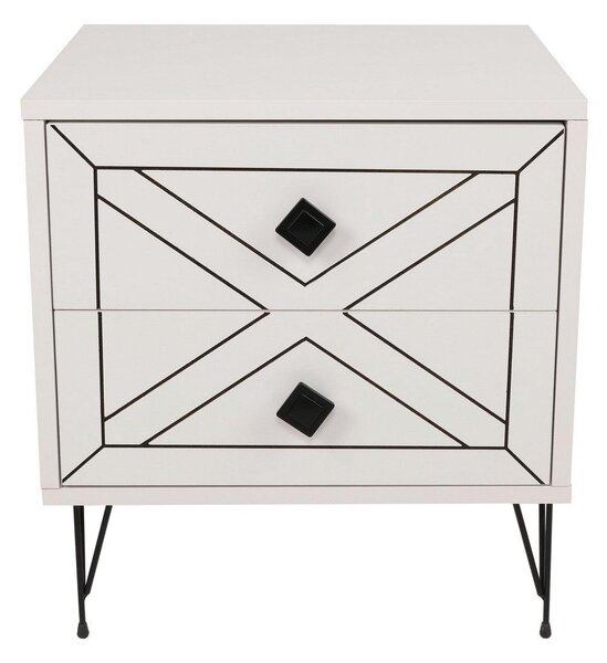 Noptiera Glynn Nightstand, Crem, 40x55x50 cm
