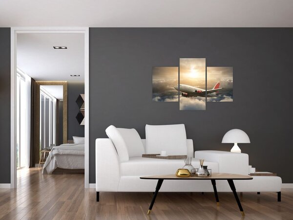 Tablou - Avion în nori (90x60 cm)
