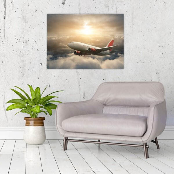 Tablou - Avion în nori (70x50 cm)