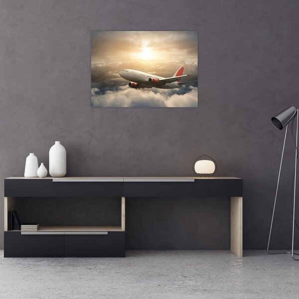 Tablou - Avion în nori (70x50 cm)