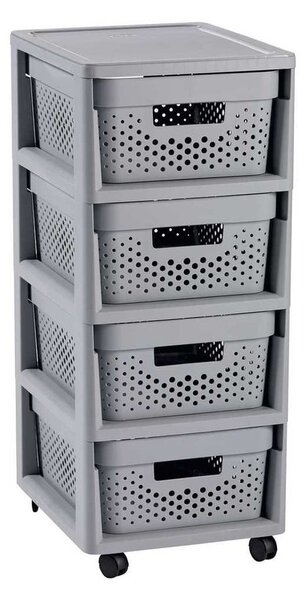 Etajeră pe roți gri din plastic 29,5x65,5 cm Infinity – Curver