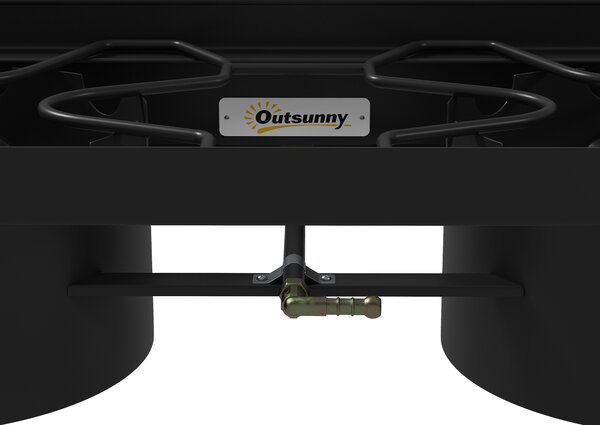 Outsunny Aragaz cu 2 Arzatoare cu Propan, 150.000 BTU de Inalta Presiune pentru Exterior pentru Gatit in Gradina, Camping, Prajire Curcani