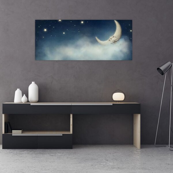 Tablou - Luna cu stele (120x50 cm)