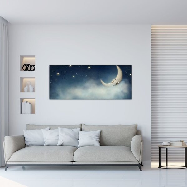 Tablou - Luna cu stele (120x50 cm)