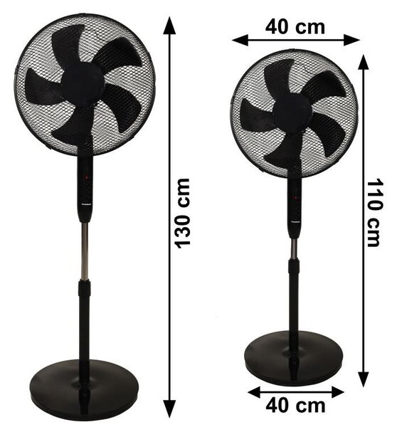 Ventilator stand 45 W cu telecomandă - negru