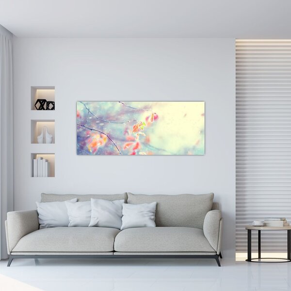 Tablou - Frunze în gheață (120x50 cm)