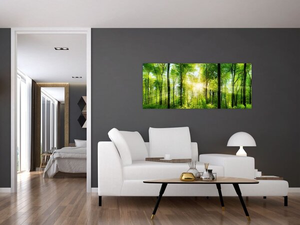 Tablou - Răsărit în pădure (120x50 cm)